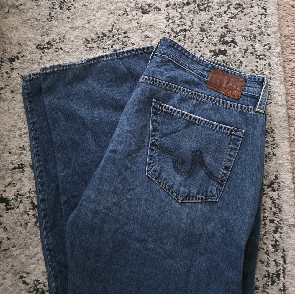 AG Adriano Goldschmied The Protege Straight Leg Jeans Mens 38x34 Cotton Blue